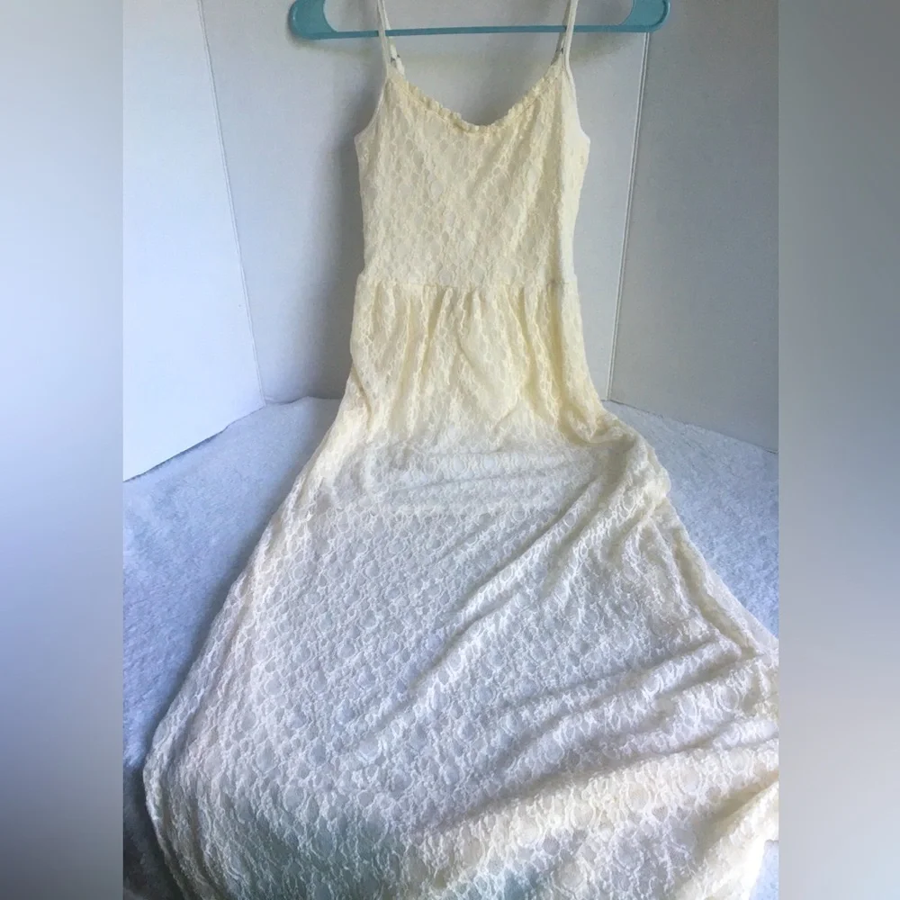 Abercrombie & Fitch Lace Maxi Dress - Off White/cream Spaghetti Straps - X-Small